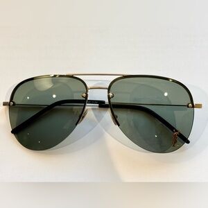 Yves Saint Laurent Gold Green Aviator Sunglasses
